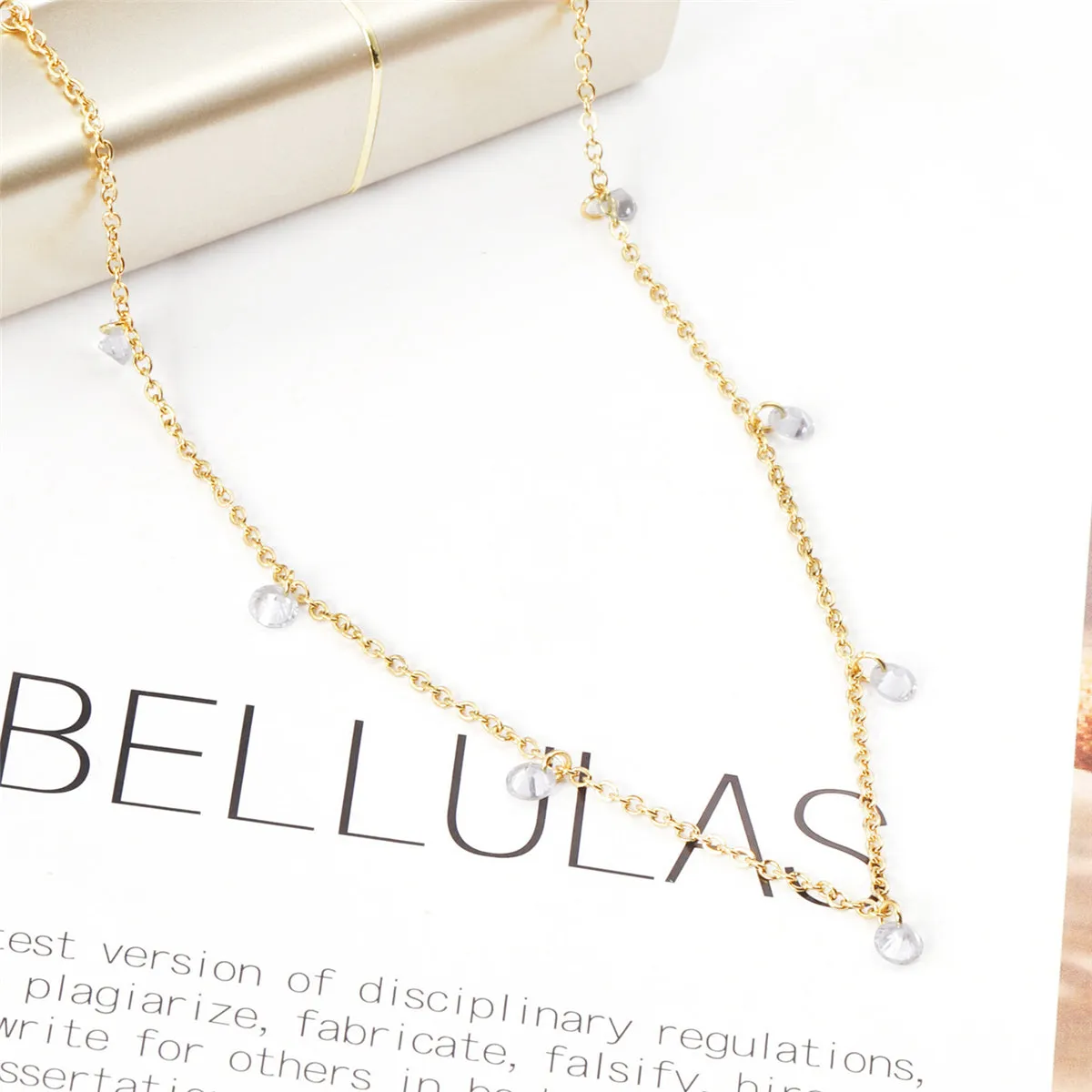 Cubic Zirconia & 18K Gold-Plated Round Station Necklace