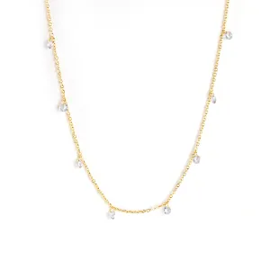 Cubic Zirconia & 18K Gold-Plated Round Station Necklace