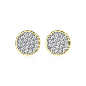 Cubic Zirconia & 18K Gold-Plated Round Stud Earrings