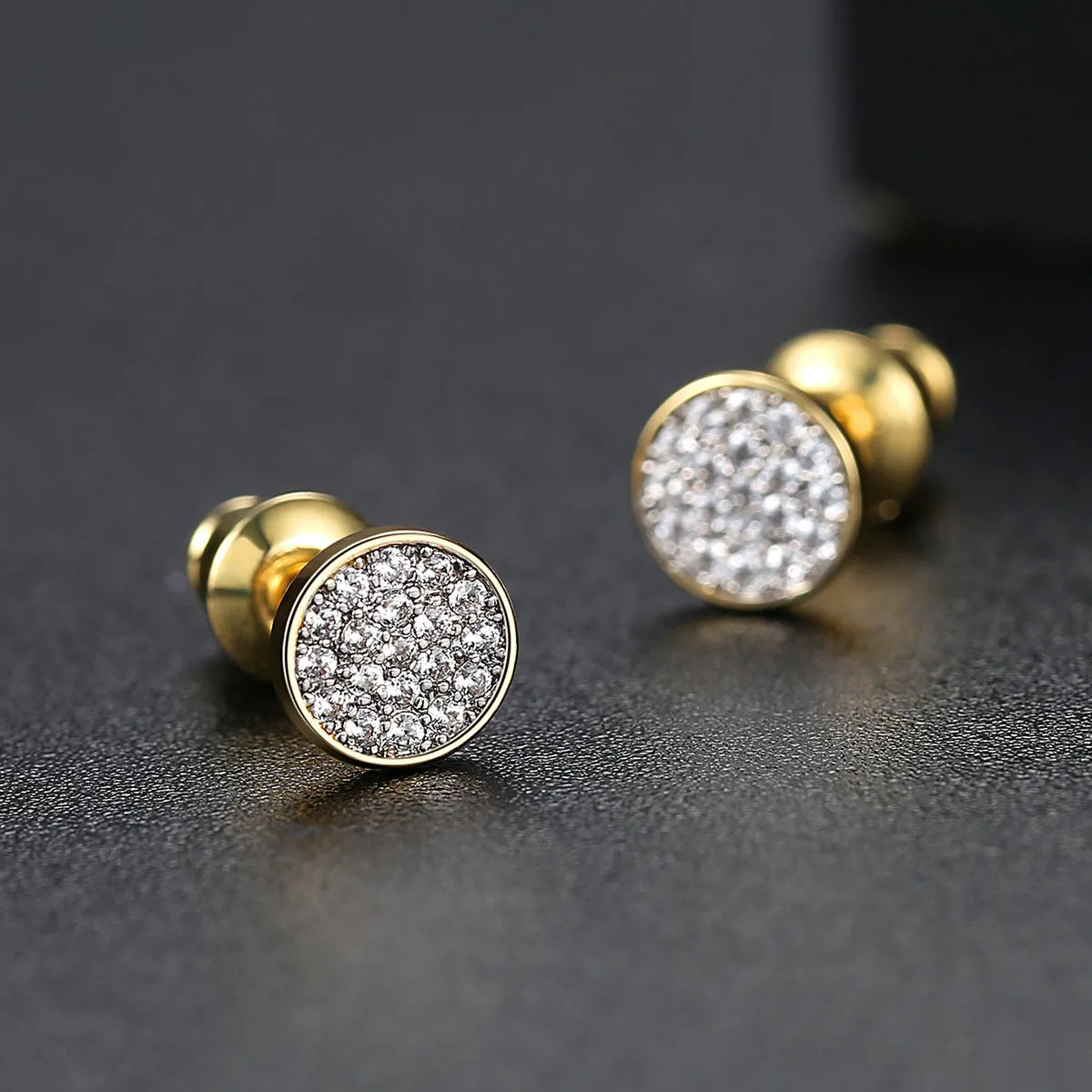 Cubic Zirconia & 18K Gold-Plated Round Stud Earrings