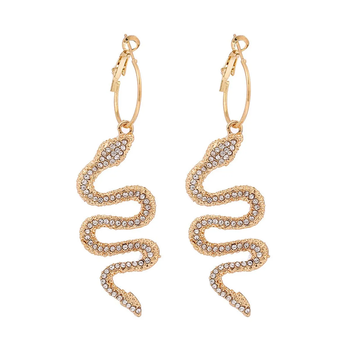Cubic Zirconia & 18K Gold-Plated Snake Drop Earrings