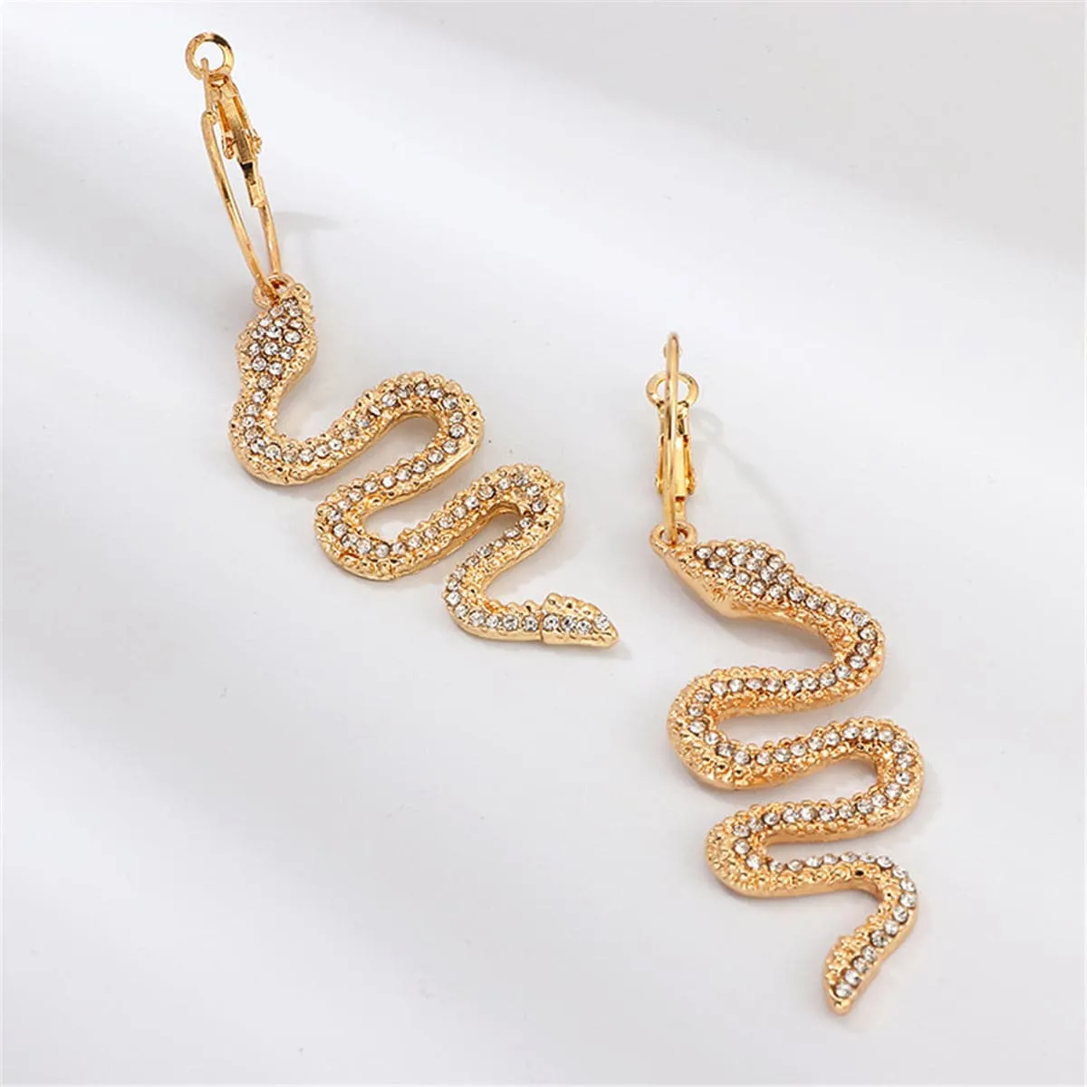Cubic Zirconia & 18K Gold-Plated Snake Drop Earrings