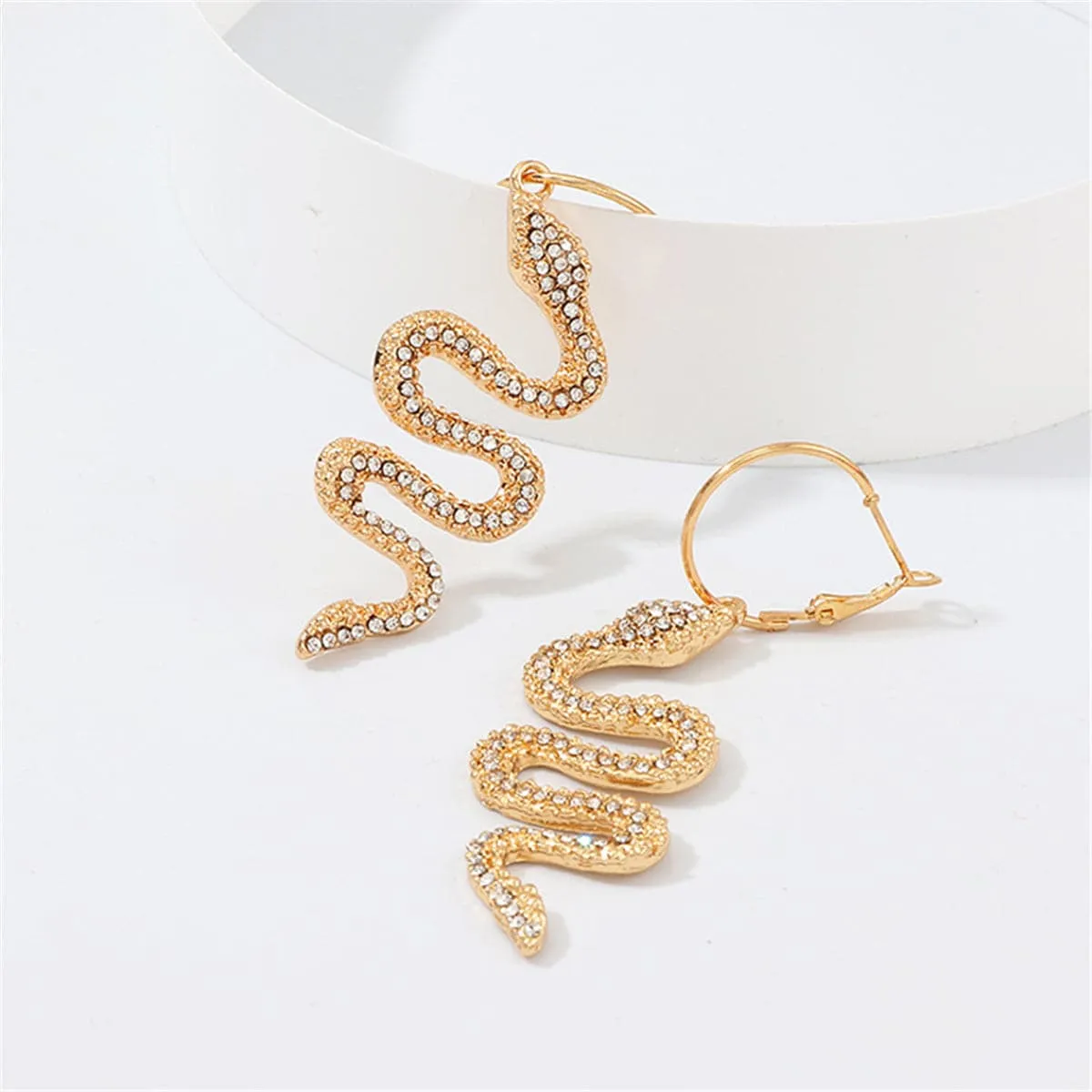 Cubic Zirconia & 18K Gold-Plated Snake Drop Earrings
