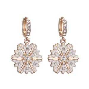 Cubic Zirconia & 18K Gold-Plated Snowflake Huggie Earrings