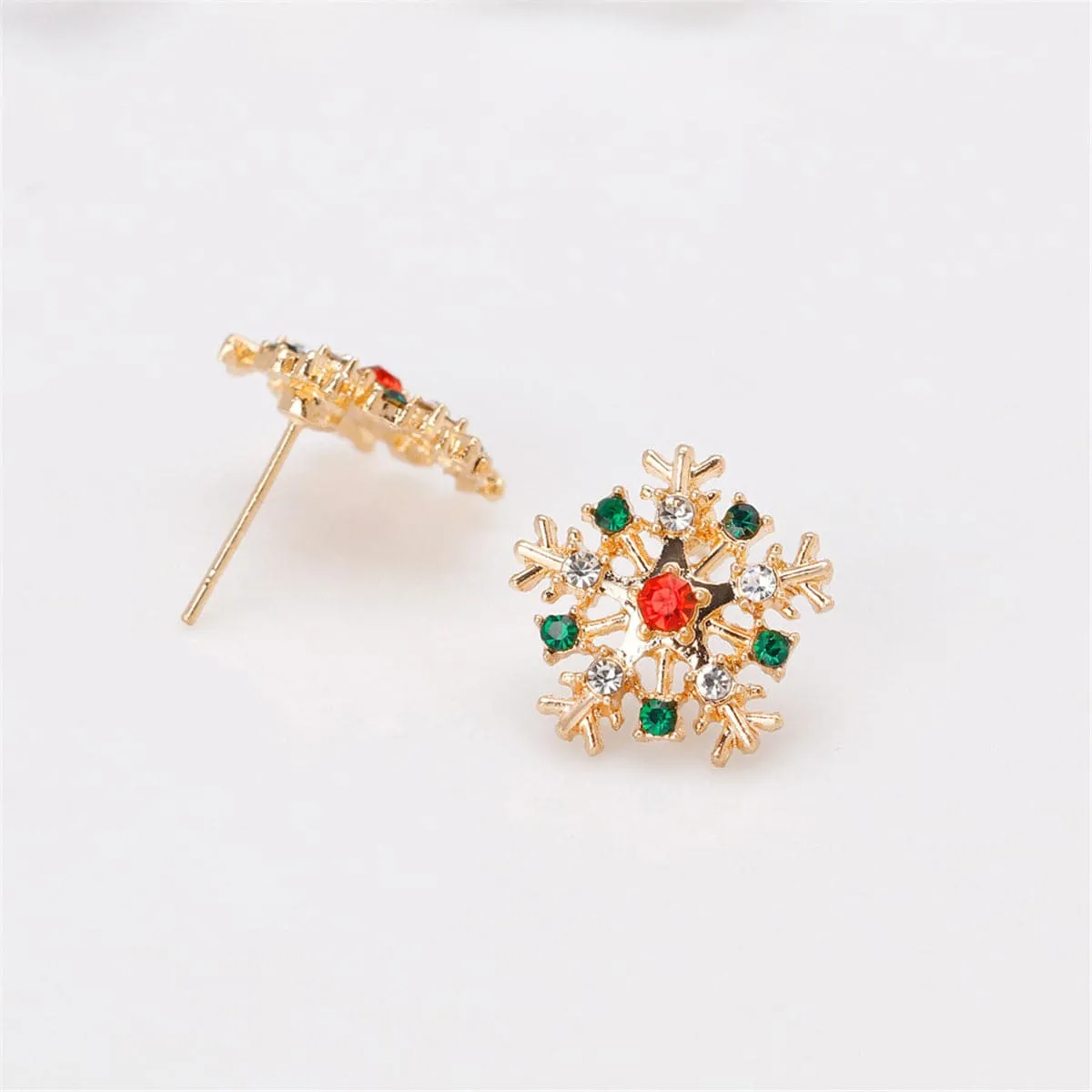 Cubic Zirconia & 18K Gold-Plated Snowflake Stud Earrings