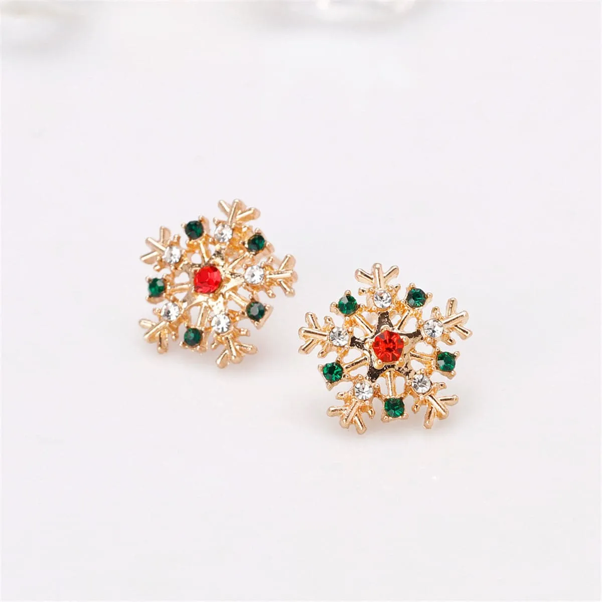 Cubic Zirconia & 18K Gold-Plated Snowflake Stud Earrings