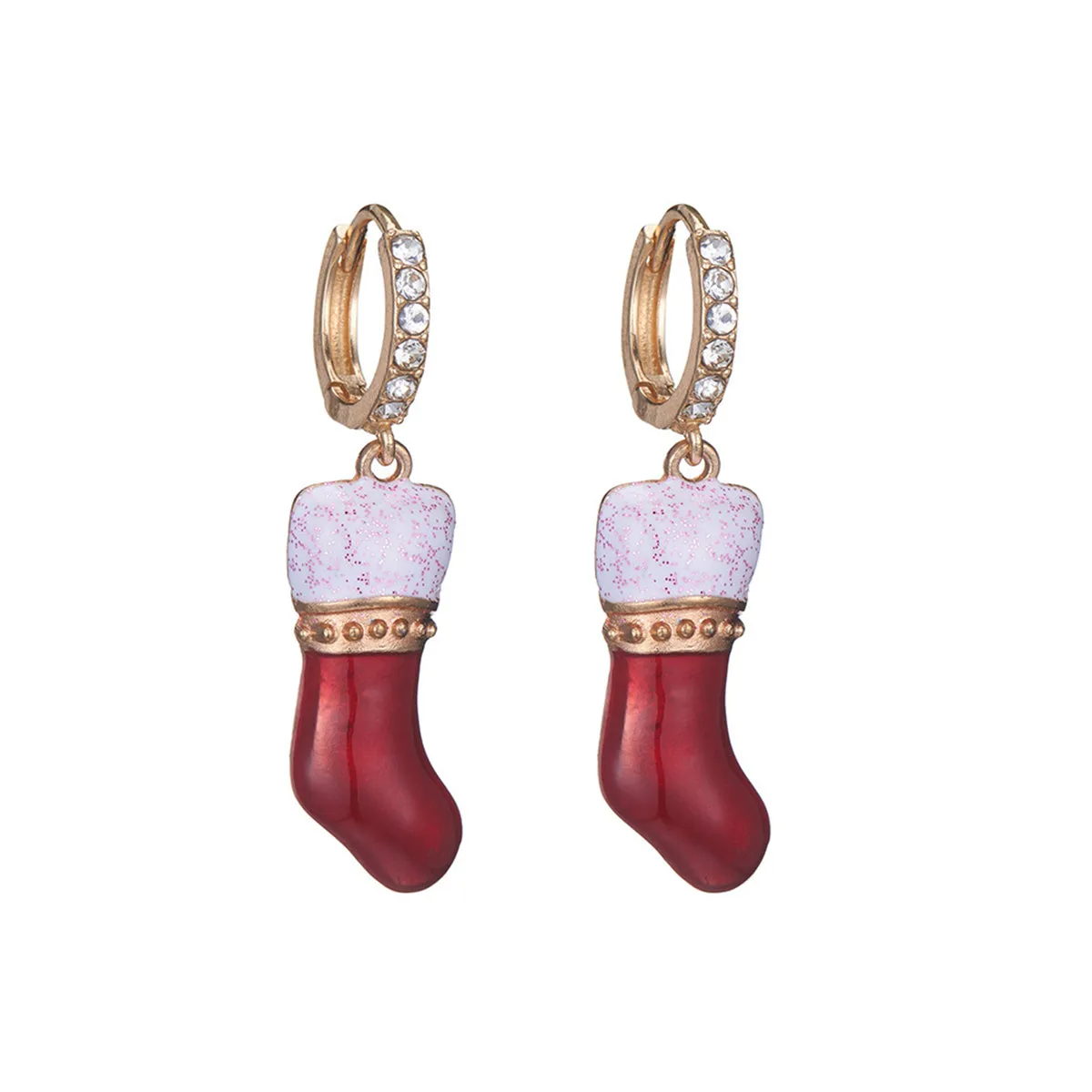 Cubic Zirconia & 18K Gold-Plated Stocking Huggie Earrings