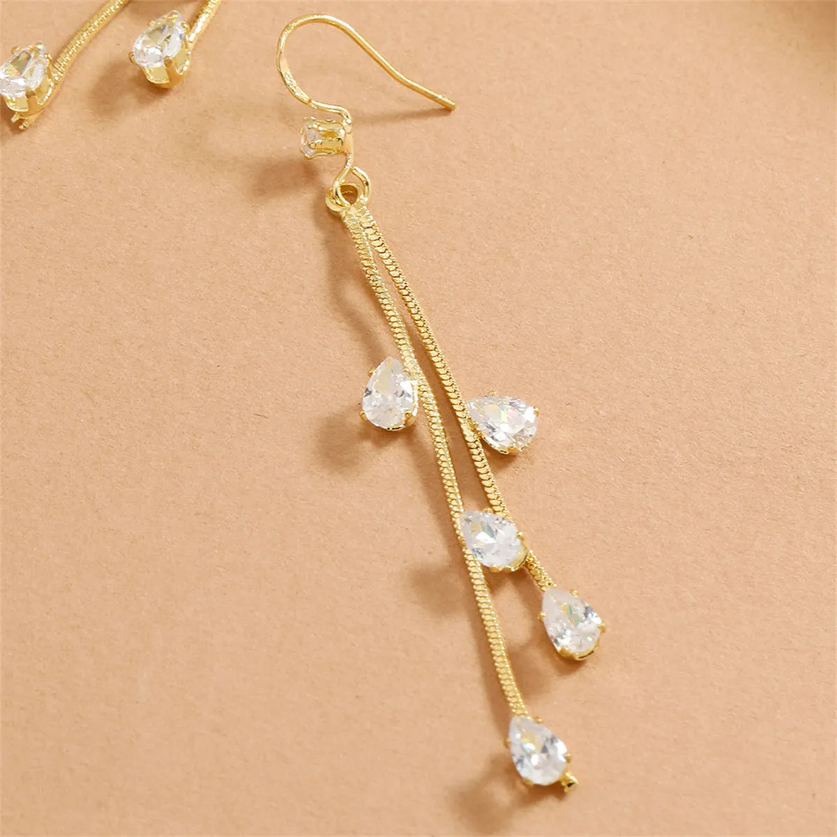 Cubic Zirconia & 18K Gold-Plated Tassel Drop Earrings