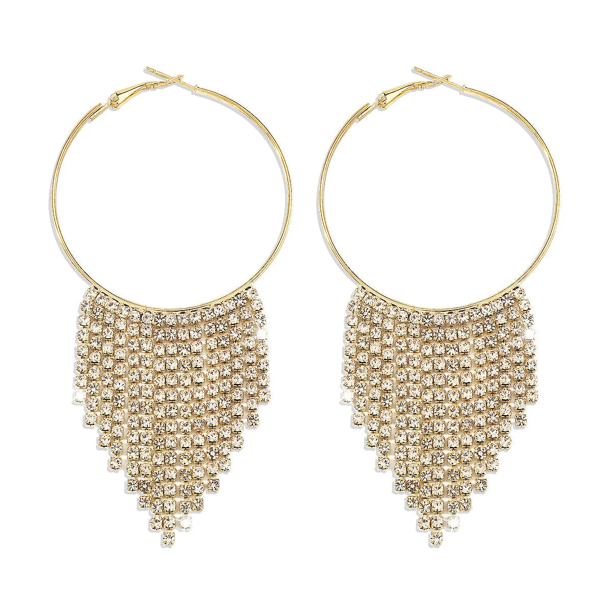 Cubic Zirconia & 18K Gold-Plated Tassel Hoop Earrings