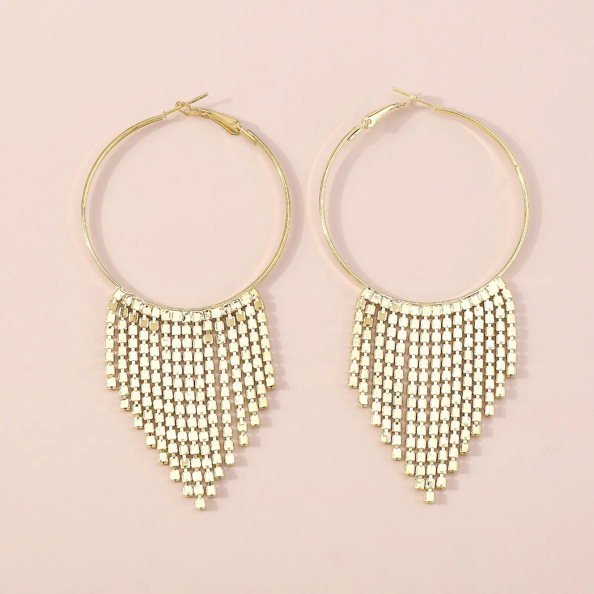 Cubic Zirconia & 18K Gold-Plated Tassel Hoop Earrings