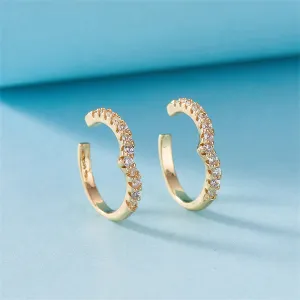 Cubic Zirconia & 18K Gold-Plated V-Shape Ear Cuffs