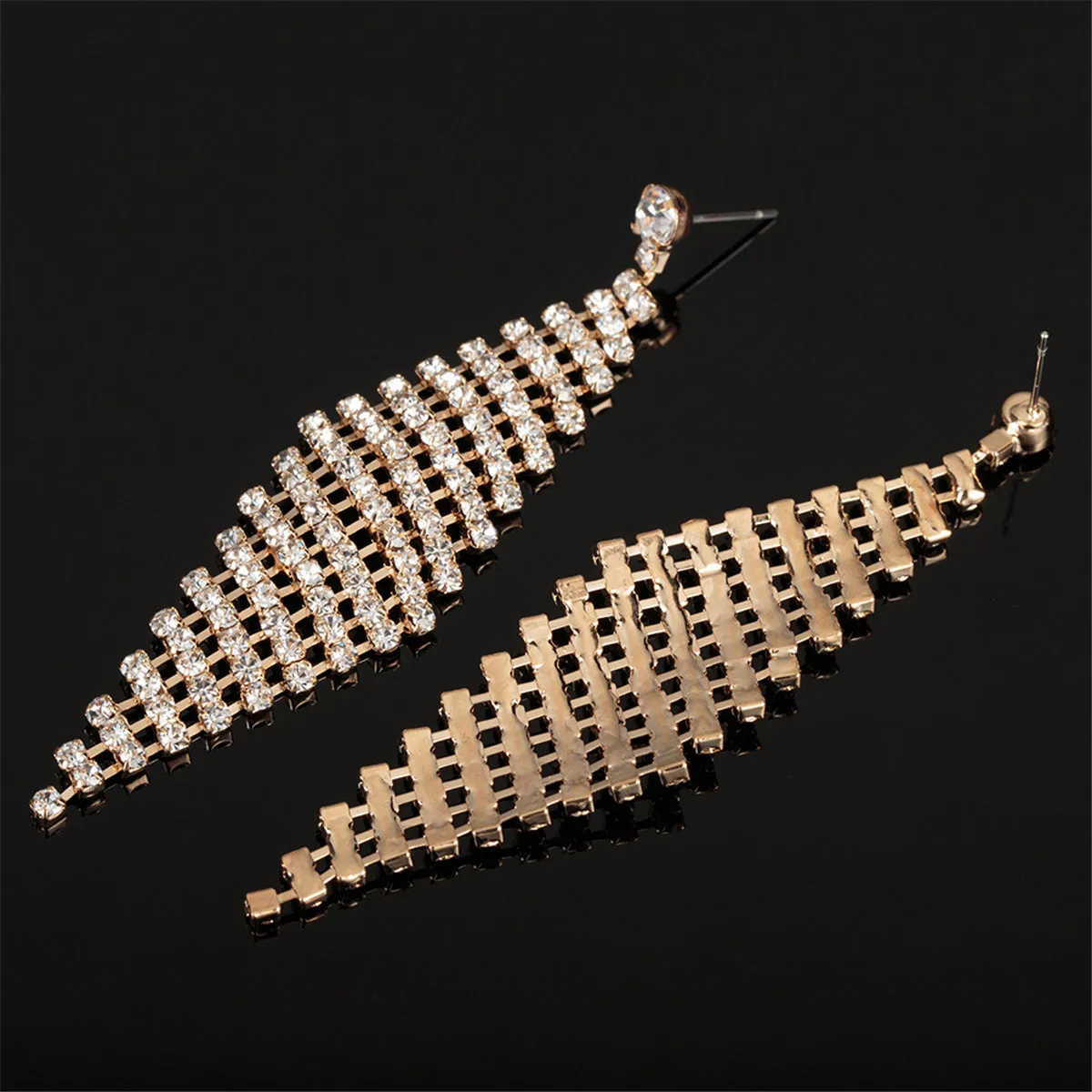 Cubic Zirconia & 18K Gold-PlatedCubic Zircon Rhombus Drop Earrings