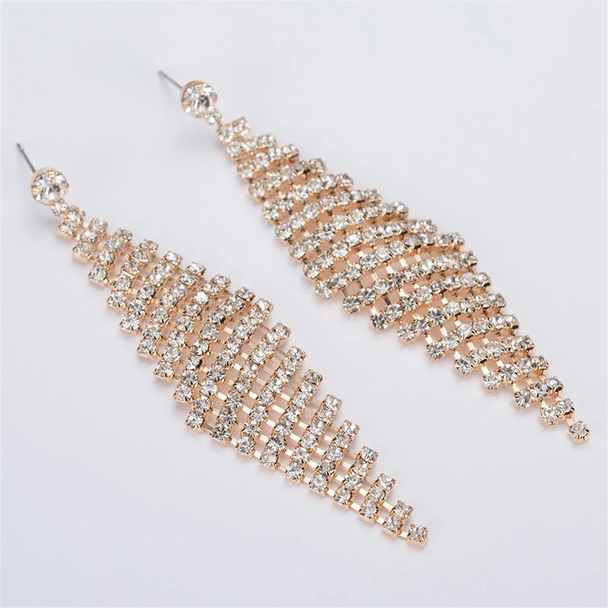 Cubic Zirconia & 18K Gold-PlatedCubic Zircon Rhombus Drop Earrings