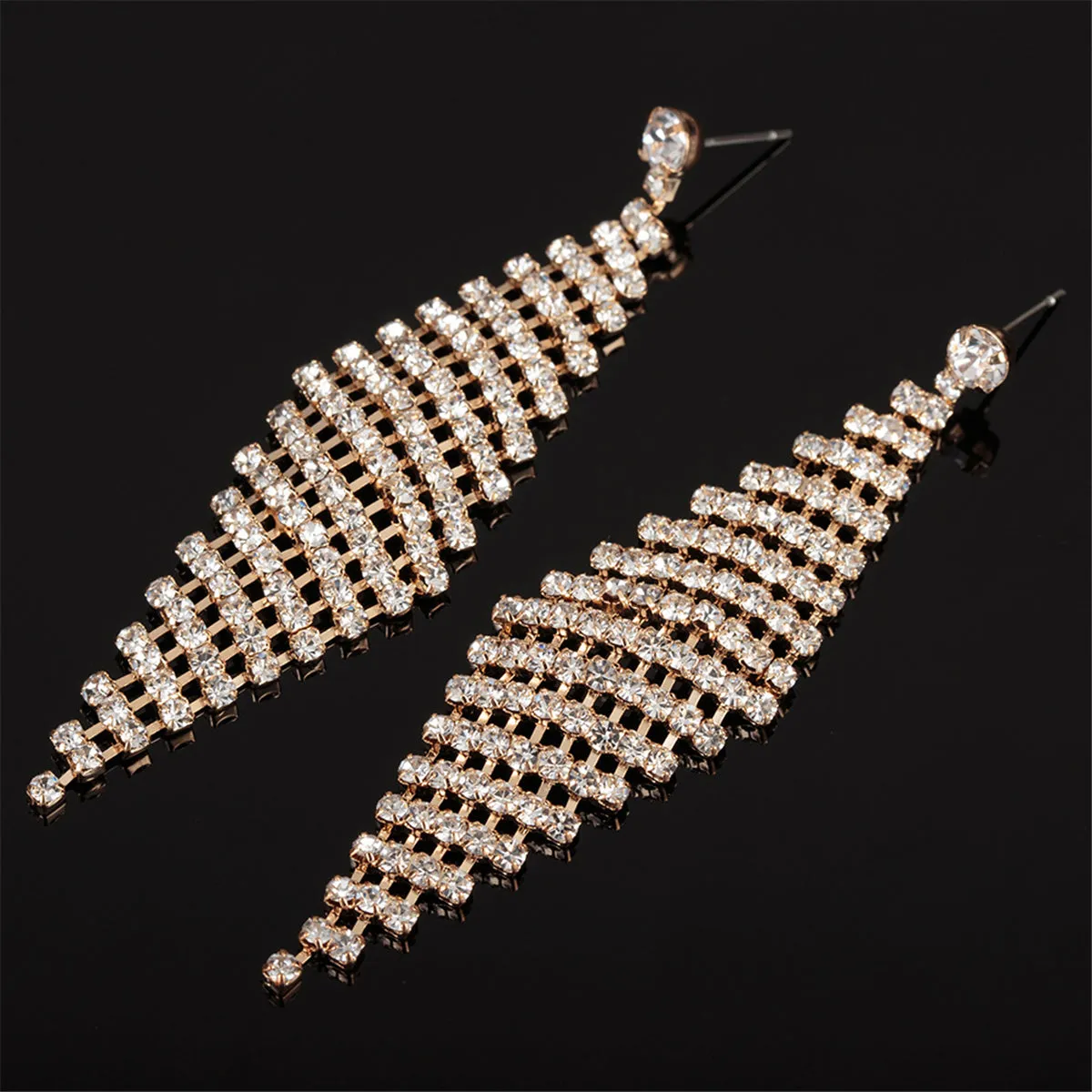 Cubic Zirconia & 18K Gold-PlatedCubic Zircon Rhombus Drop Earrings