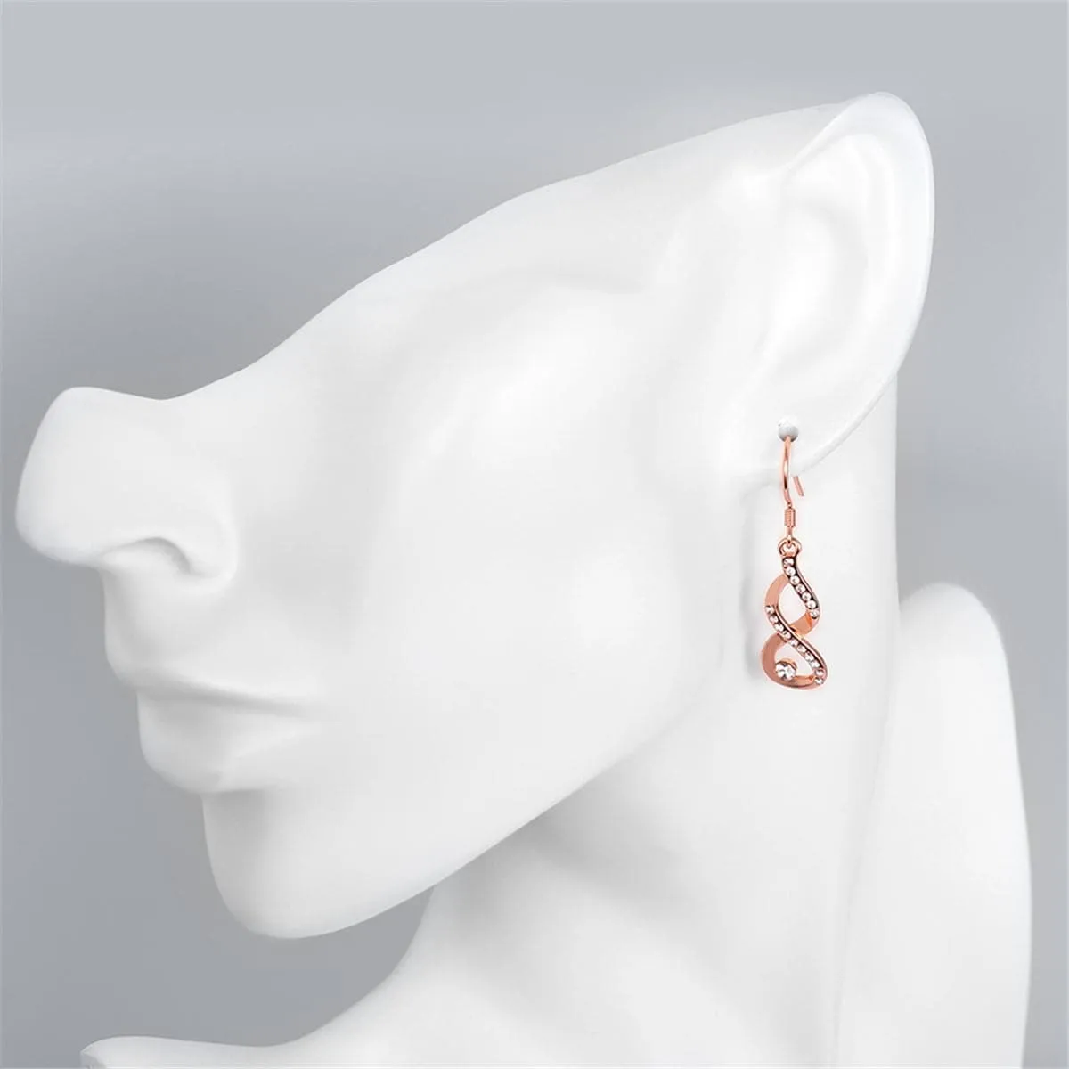 Cubic Zirconia & 18K Rose Gold-Plated Figure-Eight Drop Earrings