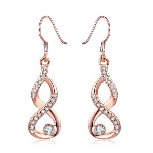 Cubic Zirconia & 18K Rose Gold-Plated Figure-Eight Drop Earrings