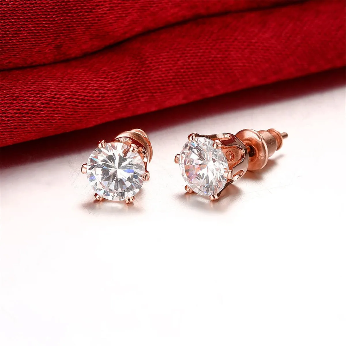 Cubic Zirconia & 18K Rose Gold-Plated Stud Earrings