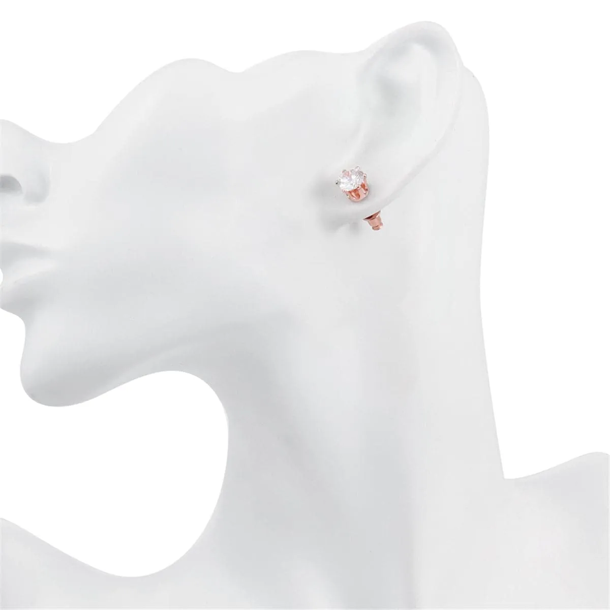Cubic Zirconia & 18K Rose Gold-Plated Stud Earrings