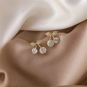 Cubic Zirconia & Crystal 18K Gold-Plated Cherry Stud Earrings