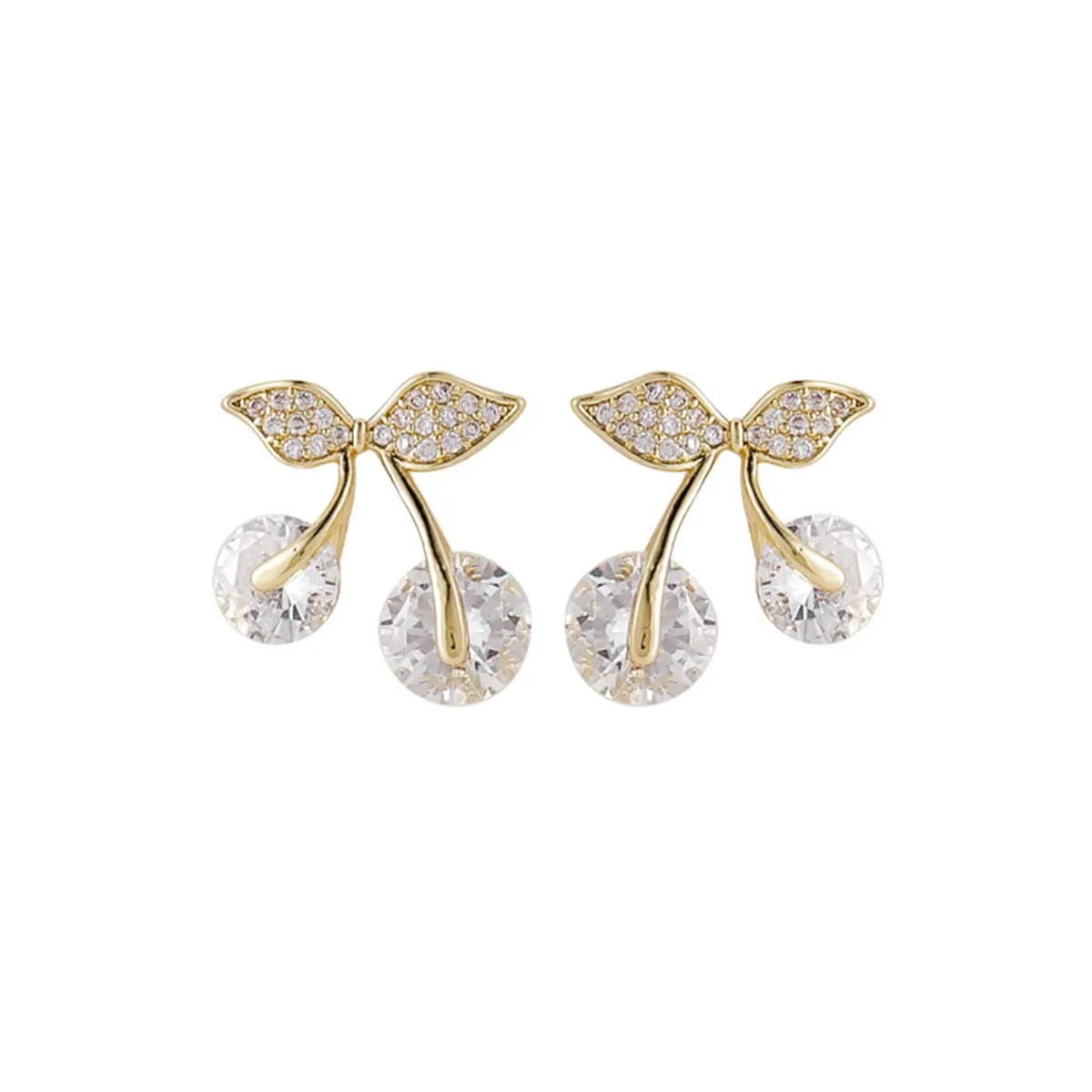 Cubic Zirconia & Crystal 18K Gold-Plated Cherry Stud Earrings