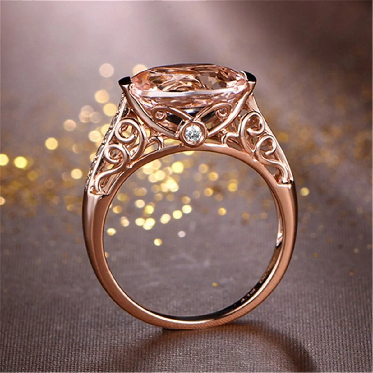 Cubic Zirconia & Crystal 18K Rose Gold-Plated Oval Eternity Ring