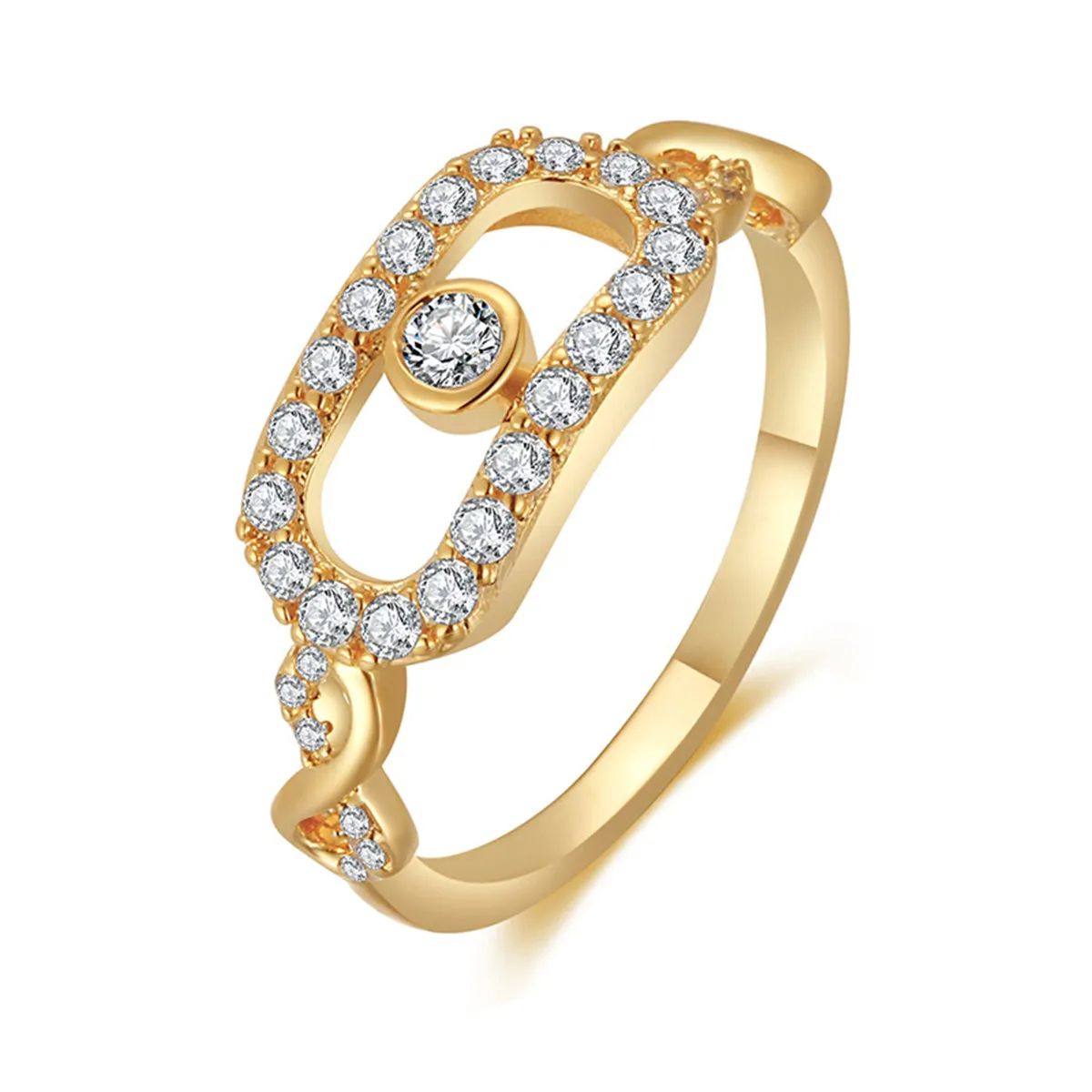 Cubic Zirconia & Gold-Plated Eye Ring