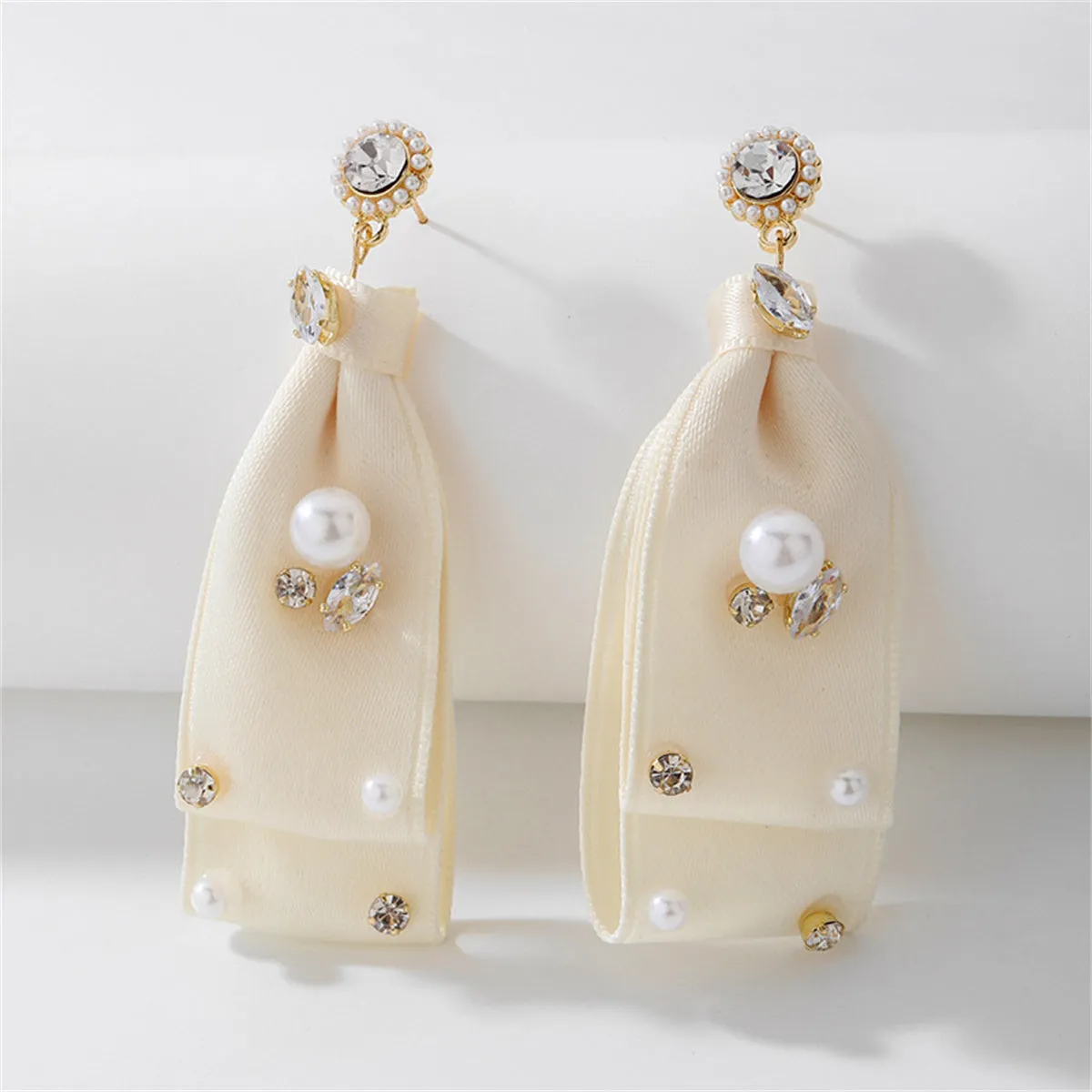 Cubic Zirconia & Pearl 18K Gold-Plated Bag Drop Earrings