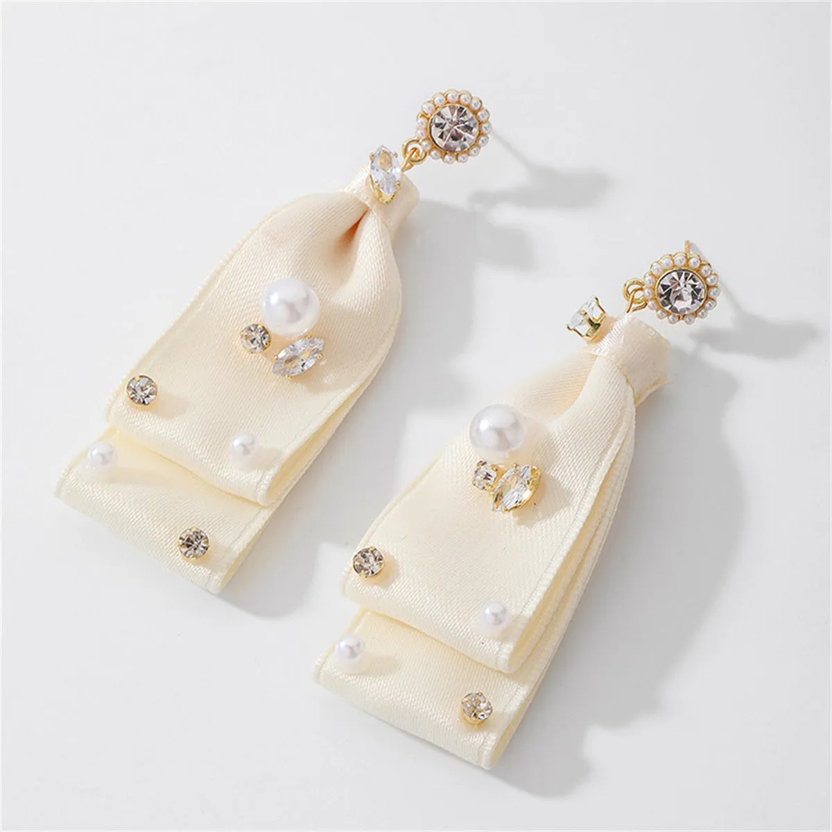 Cubic Zirconia & Pearl 18K Gold-Plated Bag Drop Earrings