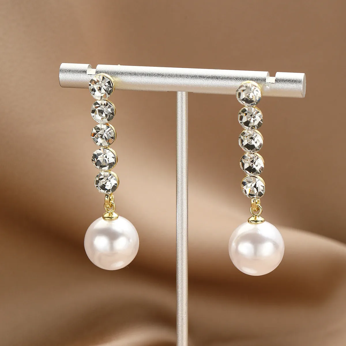 Cubic Zirconia & Pearl 18K Gold-Plated Drop Earrings