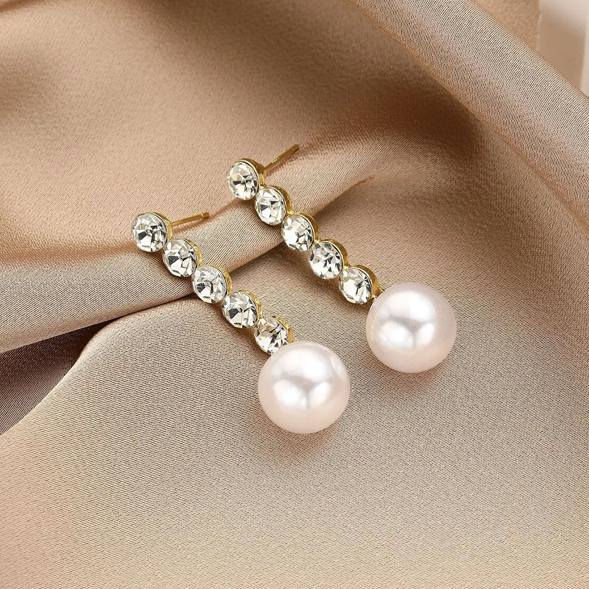 Cubic Zirconia & Pearl 18K Gold-Plated Drop Earrings