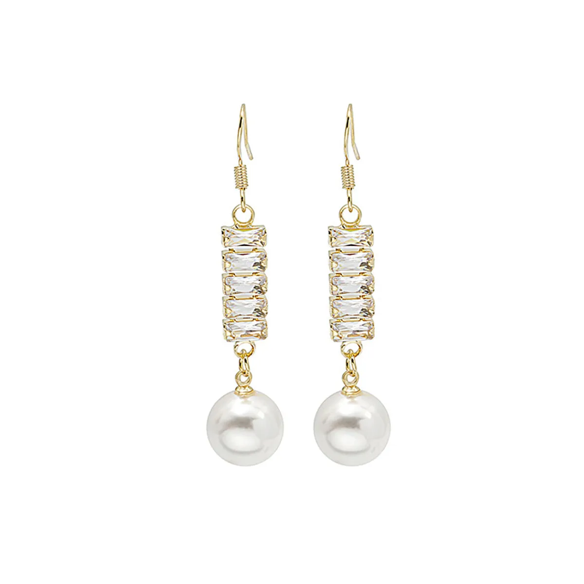 Cubic Zirconia & Pearl 18K Gold-Plated Drop Earrings