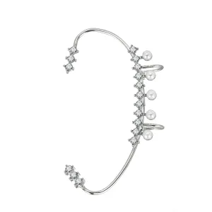 Cubic Zirconia & Pearl Curved Ear Cuff