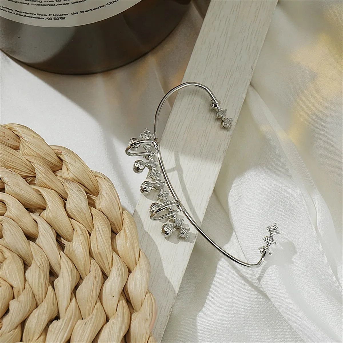 Cubic Zirconia & Pearl Curved Ear Cuff