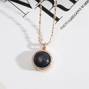 Cubic Zirconia & Resin 18K Gold-Plated Ball Chain Hola Round Pendant Necklace
