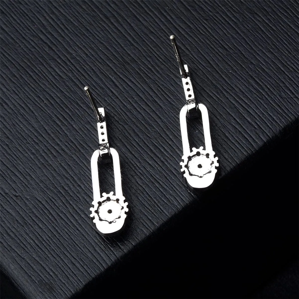 Cubic Zirconia & Silver-Plated Bar Plum Blossom Drop Earrings