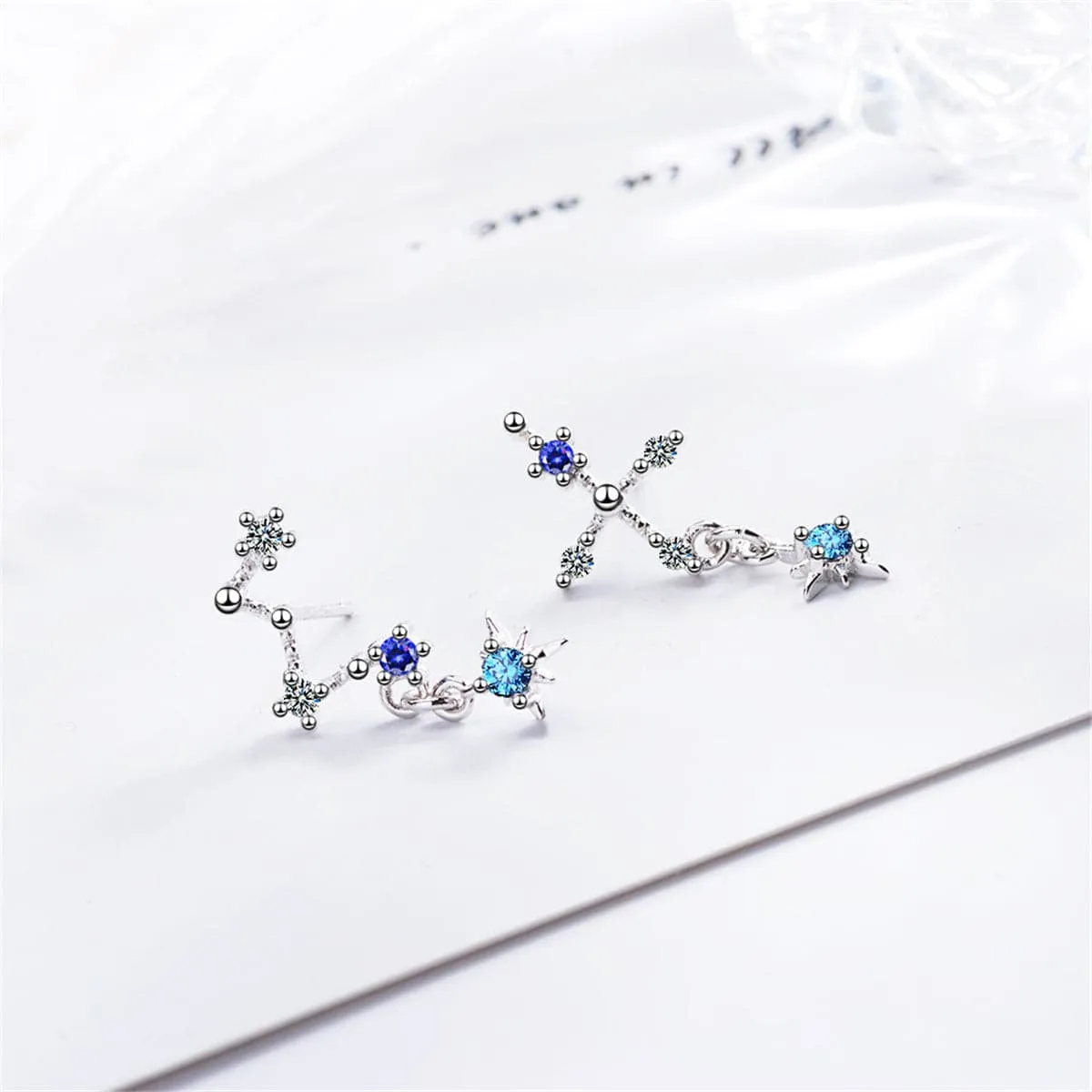 Cubic Zirconia & Silver-Plated Big Dipper Drop Earrings