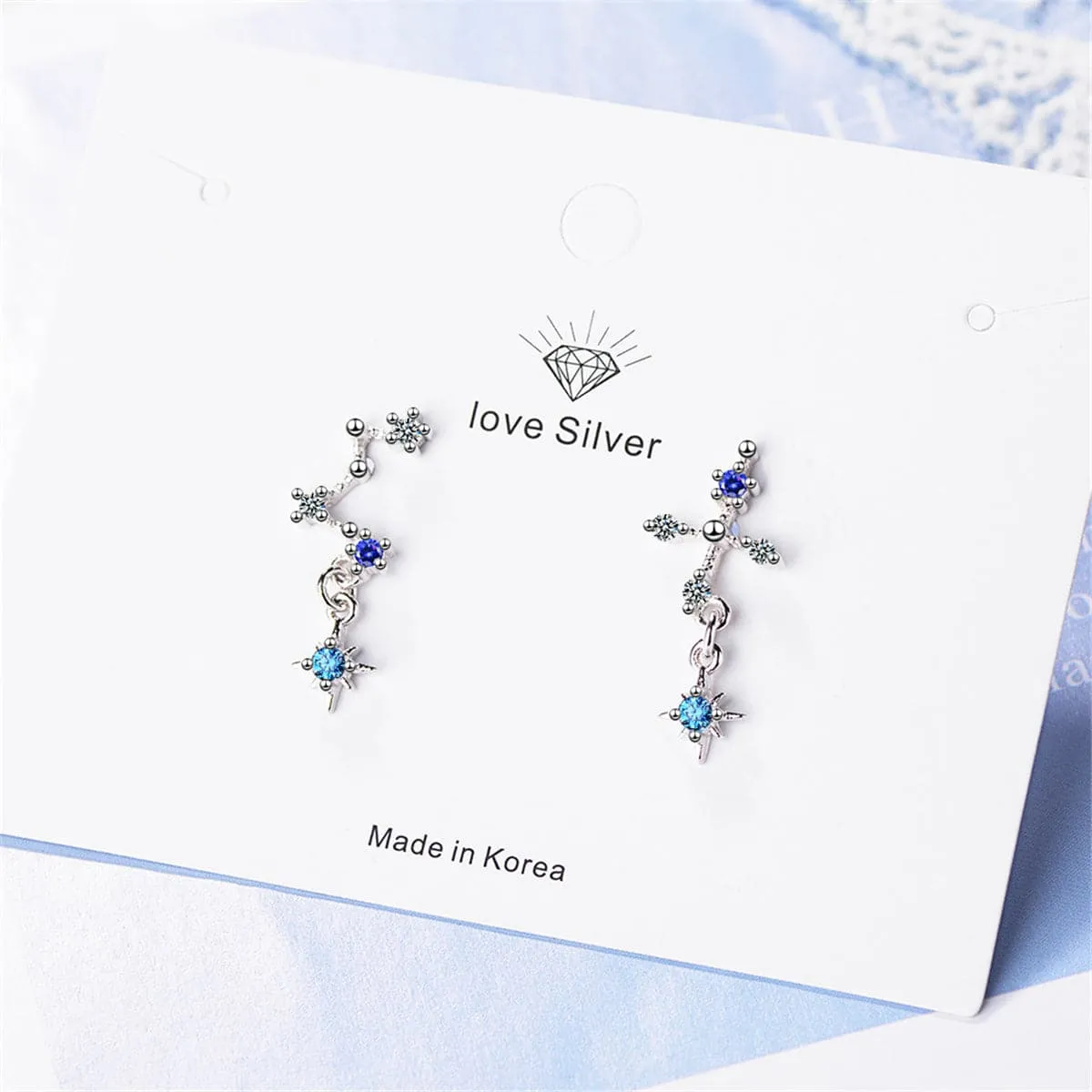 Cubic Zirconia & Silver-Plated Big Dipper Drop Earrings