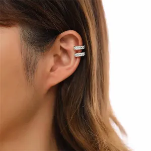 Cubic Zirconia & Silver-Plated Ear Cuffs