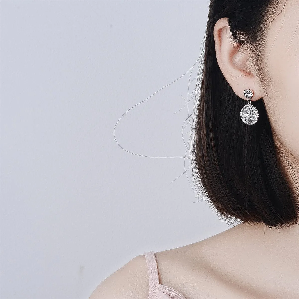Cubic Zirconia & Silver-Plated Floral Pavé Drop Earrings