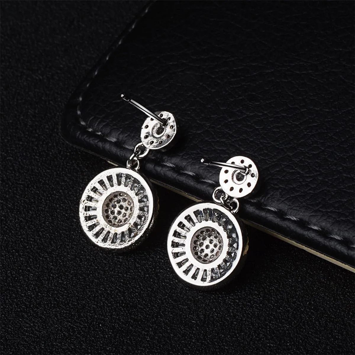 Cubic Zirconia & Silver-Plated Floral Pavé Drop Earrings