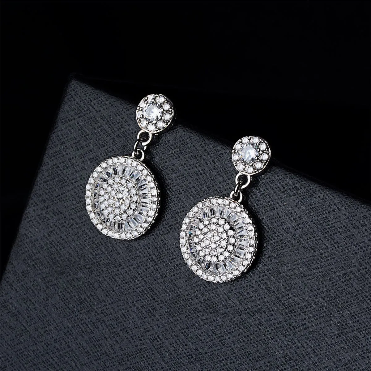 Cubic Zirconia & Silver-Plated Floral Pavé Drop Earrings