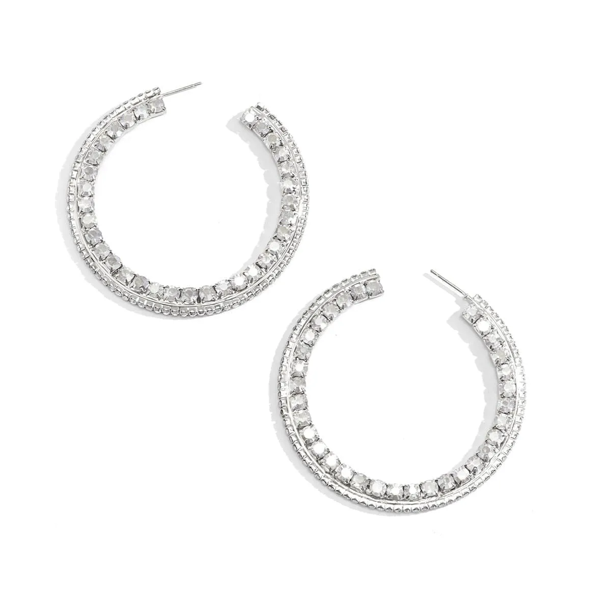 Cubic Zirconia & Silver-Plated Hoop Earrings