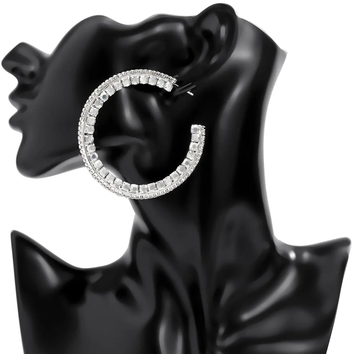 Cubic Zirconia & Silver-Plated Hoop Earrings