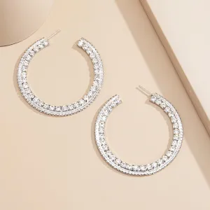 Cubic Zirconia & Silver-Plated Hoop Earrings