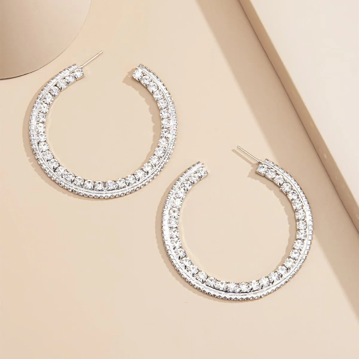 Cubic Zirconia & Silver-Plated Hoop Earrings