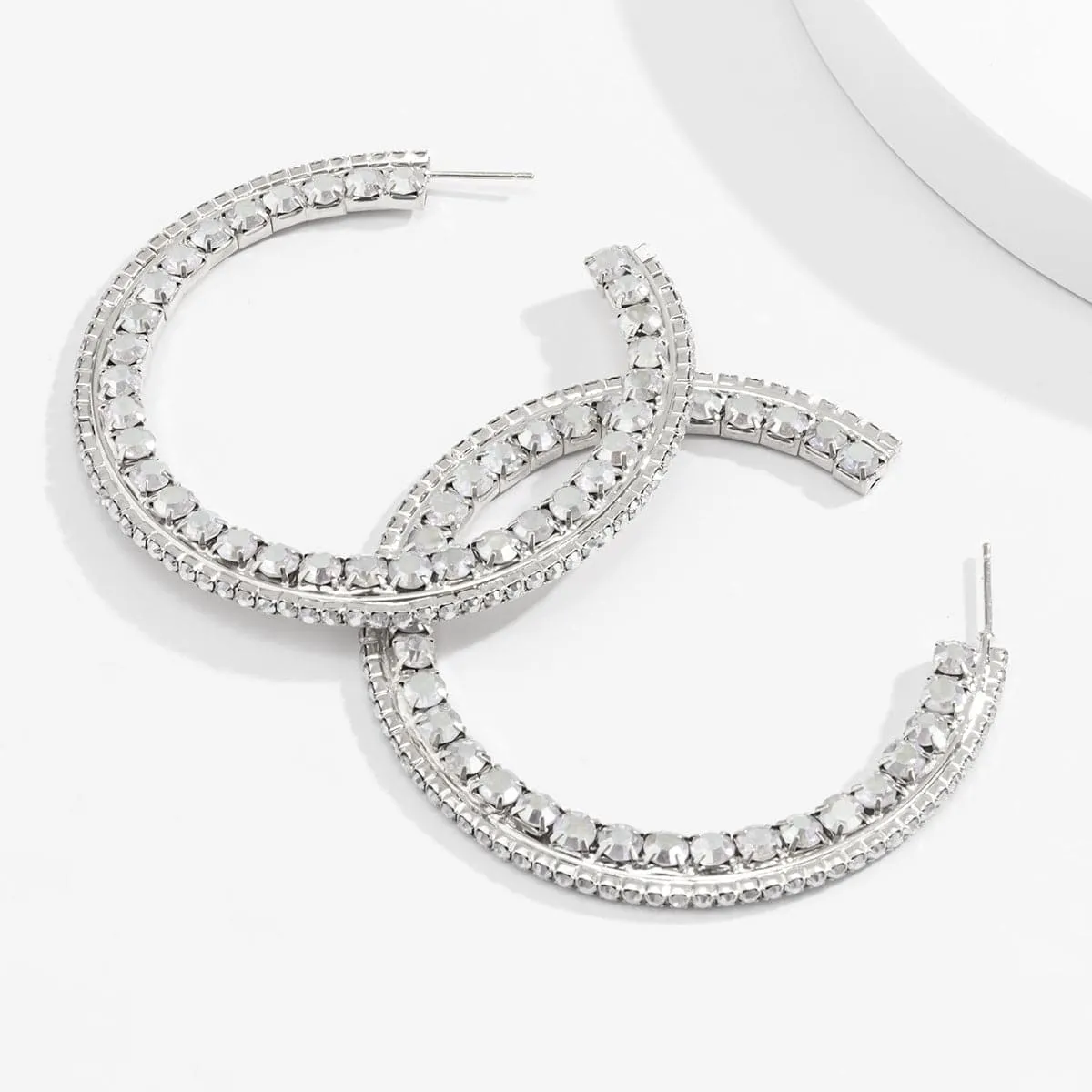 Cubic Zirconia & Silver-Plated Hoop Earrings