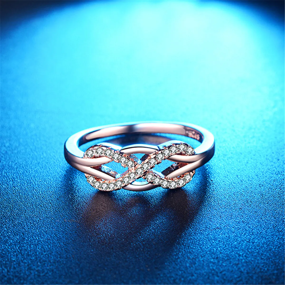 Cubic Zirconia & Silver-Plated Infinity Ring