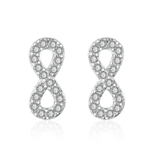 Cubic Zirconia & Silver-Plated Infinity Stud Earrings