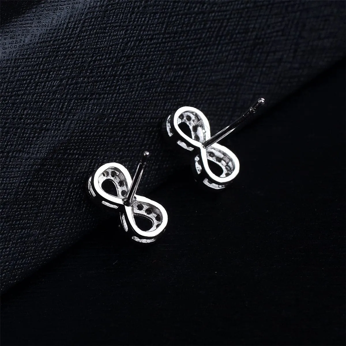 Cubic Zirconia & Silver-Plated Infinity Stud Earrings