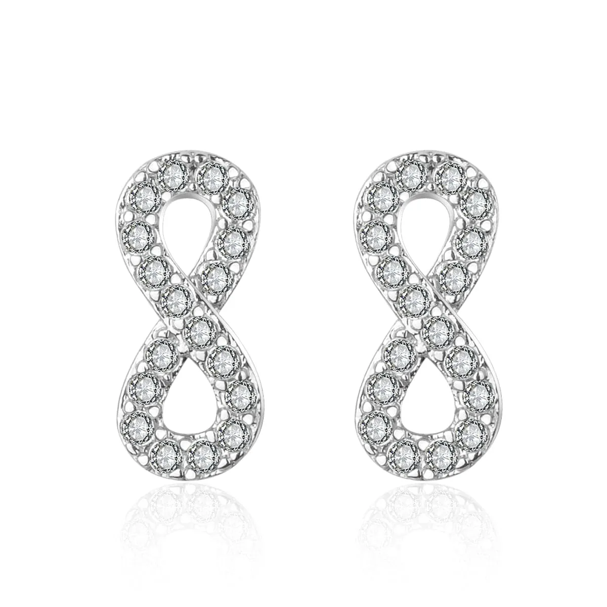 Cubic Zirconia & Silver-Plated Infinity Stud Earrings
